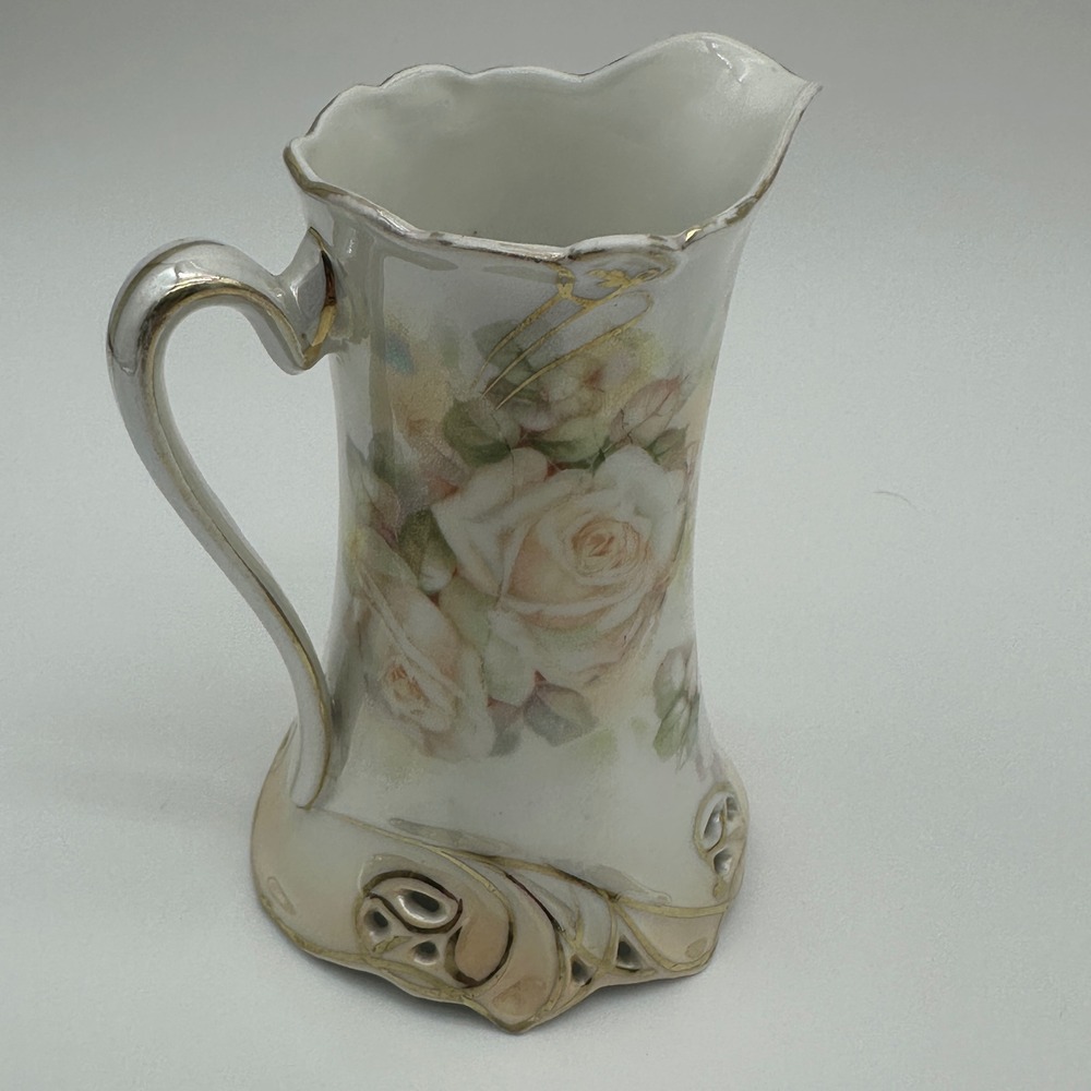 Royal Bayreuth Bavaria Rose Porcelain Creamer Pitcher Gold Gilt Art Nouveau ~4"